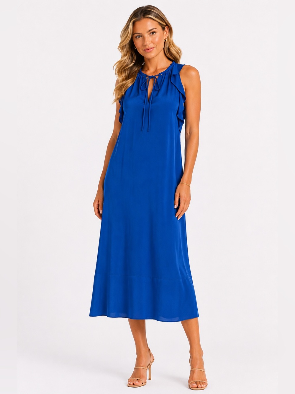 Diane Von Furstenberg Blue Silk Midi Dress Size 4